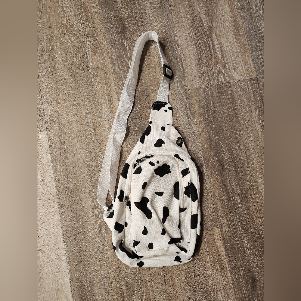Cow Print Canvas Sling Tote
